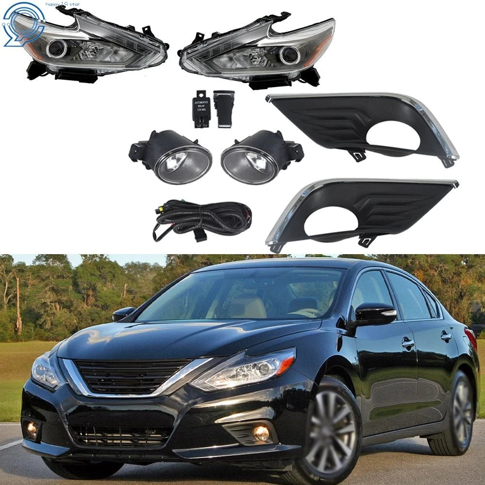 LED Headlights Replacement for Nissan Altima (2016–2018) L+R Halogen Fog Lights