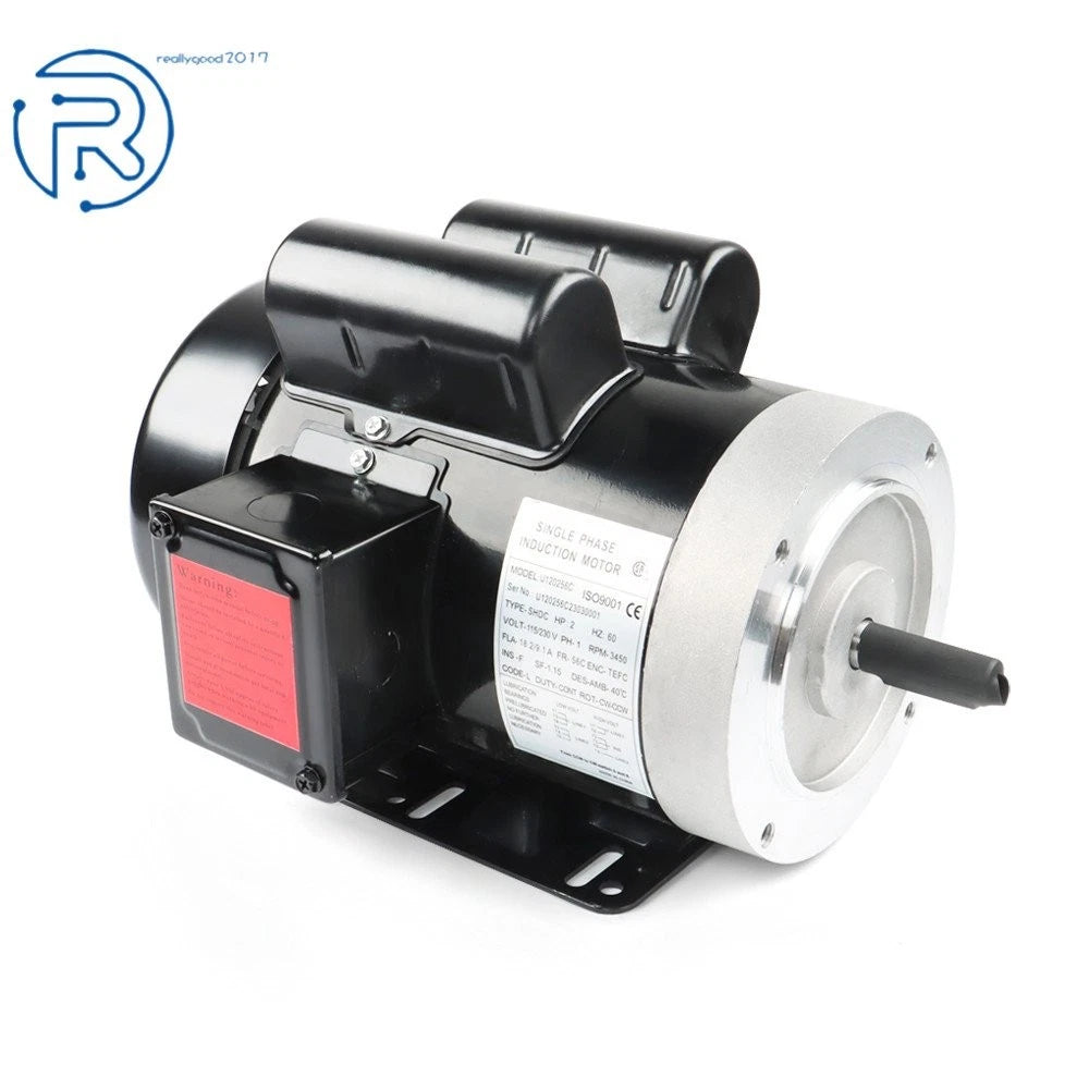 Electric Motor 2 HP 3450 RPM 1 Phase 56C 115V/230V for Various Applications