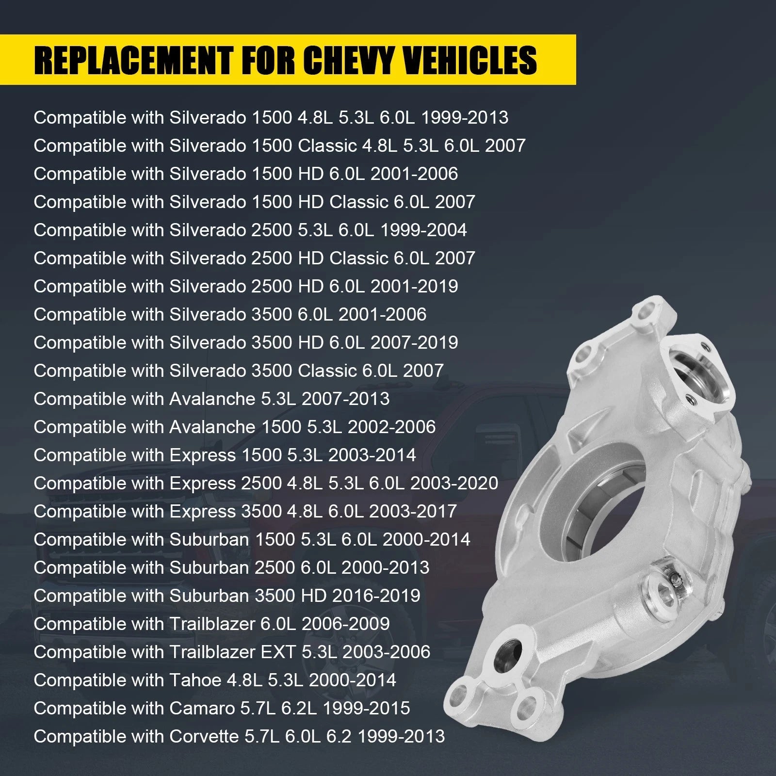 High Volume Oil Pump for Chevrolet GM 4.8L 5.3L 5.7L 6.0L (2000–2013)