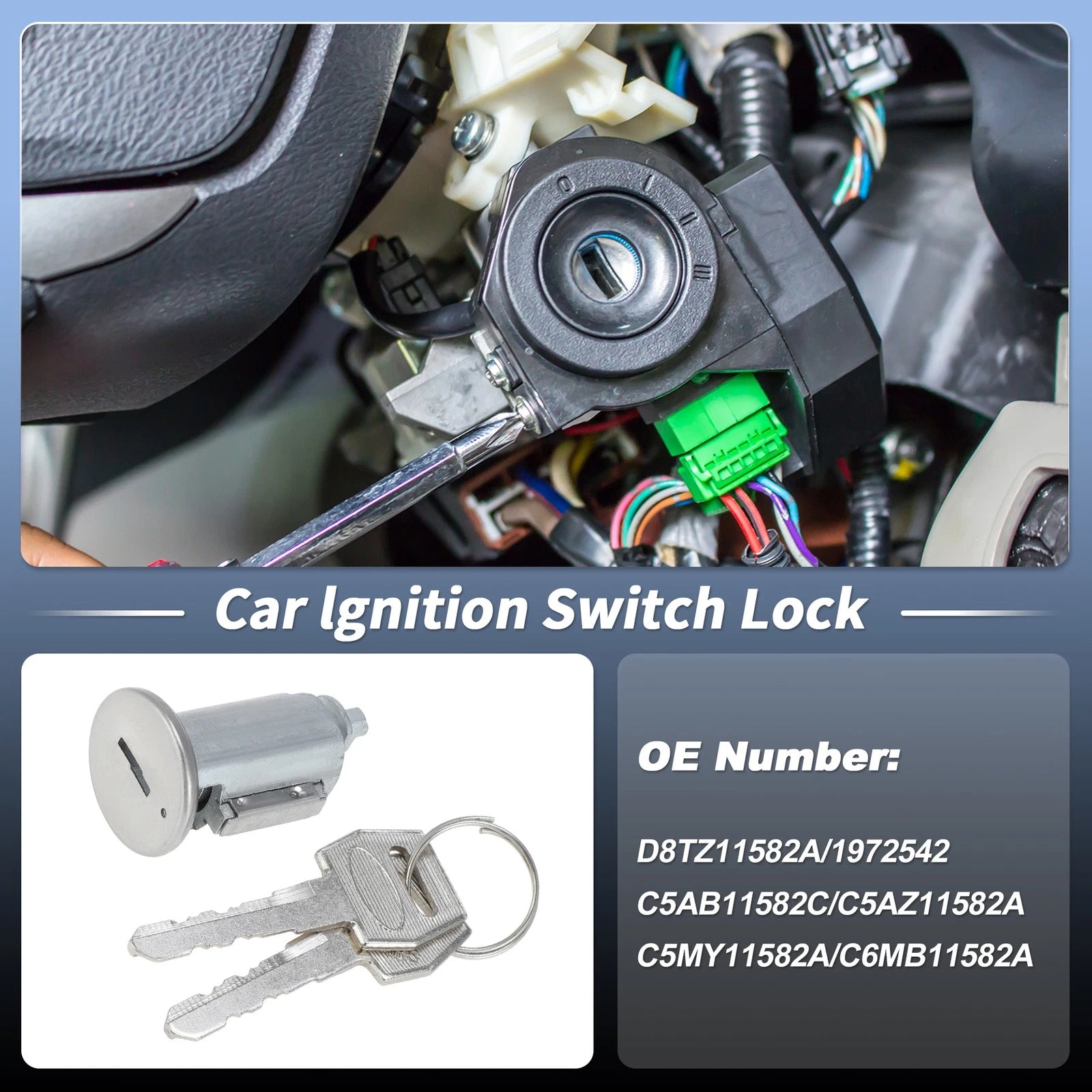Ignition Lock Cylinder for Ford Bronco (1966–1979) D8TZ11582A/1972542, 2 Keys