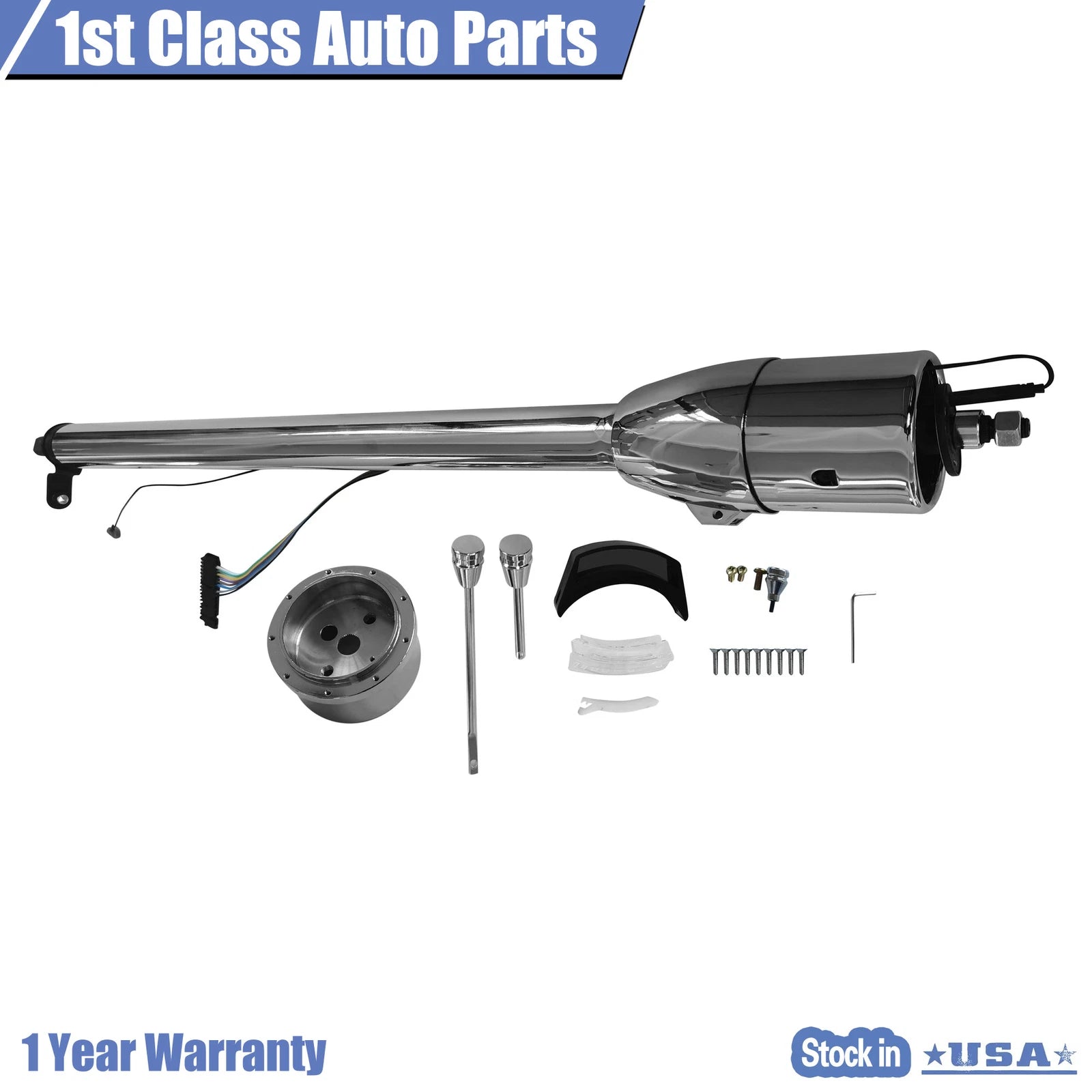 32" Chrome Steering Column Tilt for Auto with Wheel Adapter