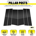 6Pcs Black Window Trim Pillar Posts for Honda Odyssey (2011–2017)