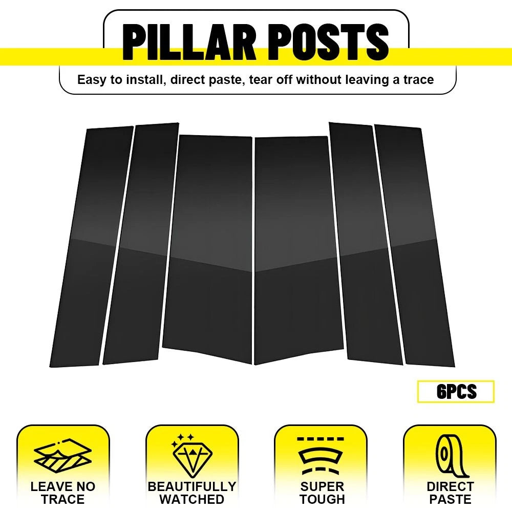 6Pcs Black Window Trim Pillar Posts for Honda Odyssey (2011–2017)