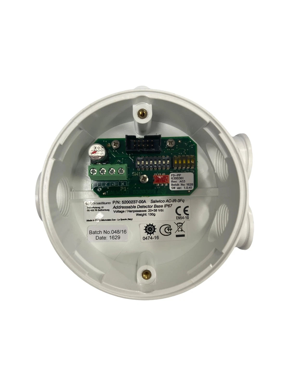 Consilium 5200237-00A, Salwico AC-IR-3FQ Detector Base IP65/67 (Addressable)