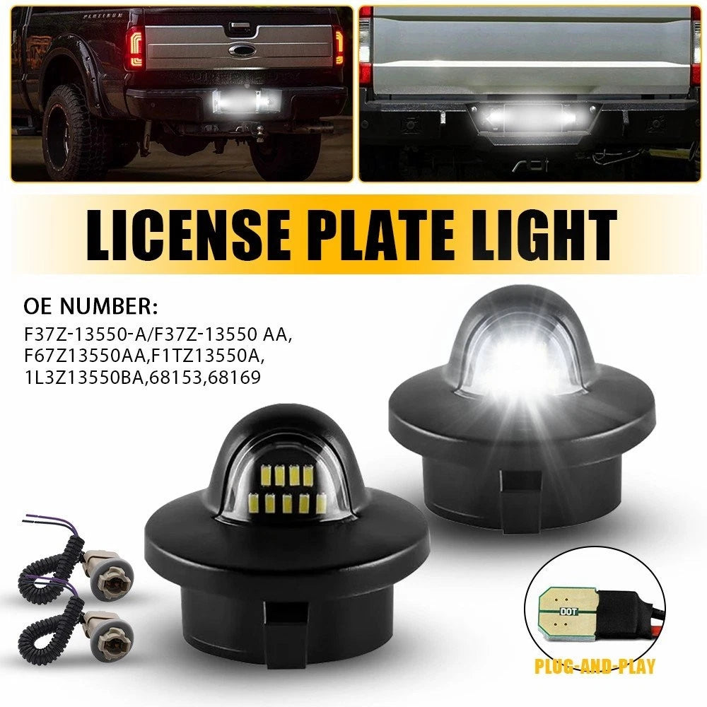 2X LED License Plate Light Wiring Harness Sockets for Ford F150 F250 F350 (V)