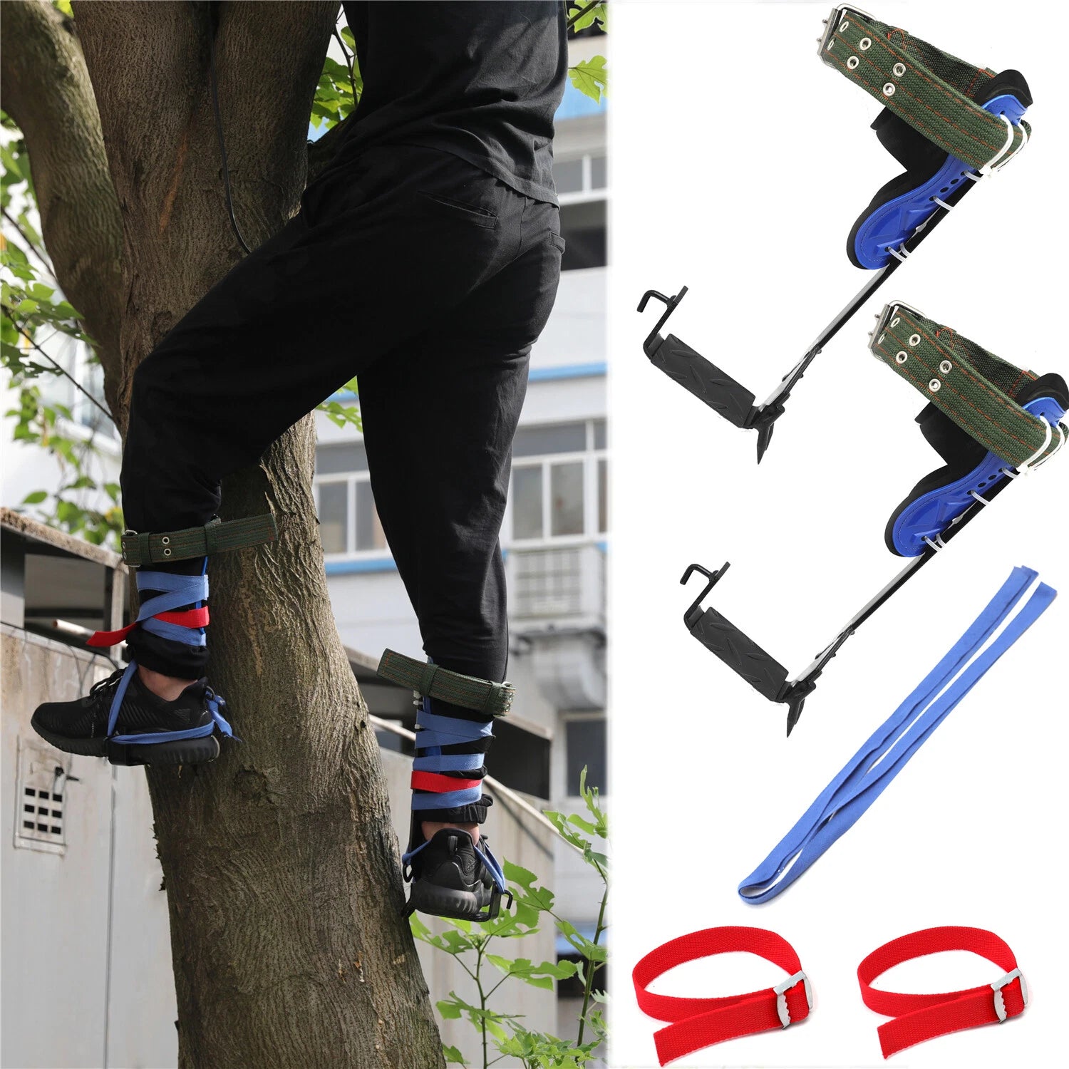 Climbing Spike Set with Safety Belt and Adjustable Rope for Tree/Pole