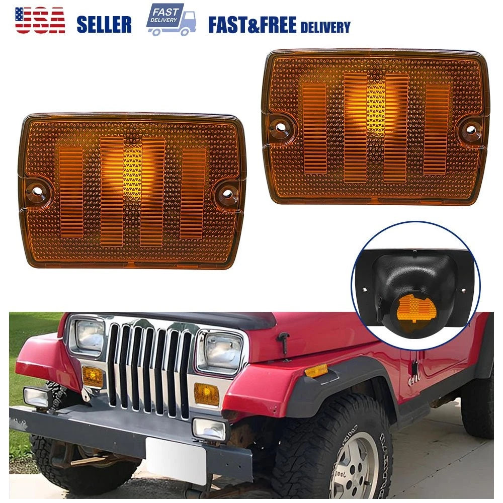 2X Front Turn Signal Parking Lamp Housings for Jeep Wrangler YJ (1987–1995) 56001378