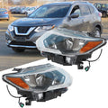 Set of 2 Chrome Projector Halogen Headlights for Nissan Rogue (2017–2019)