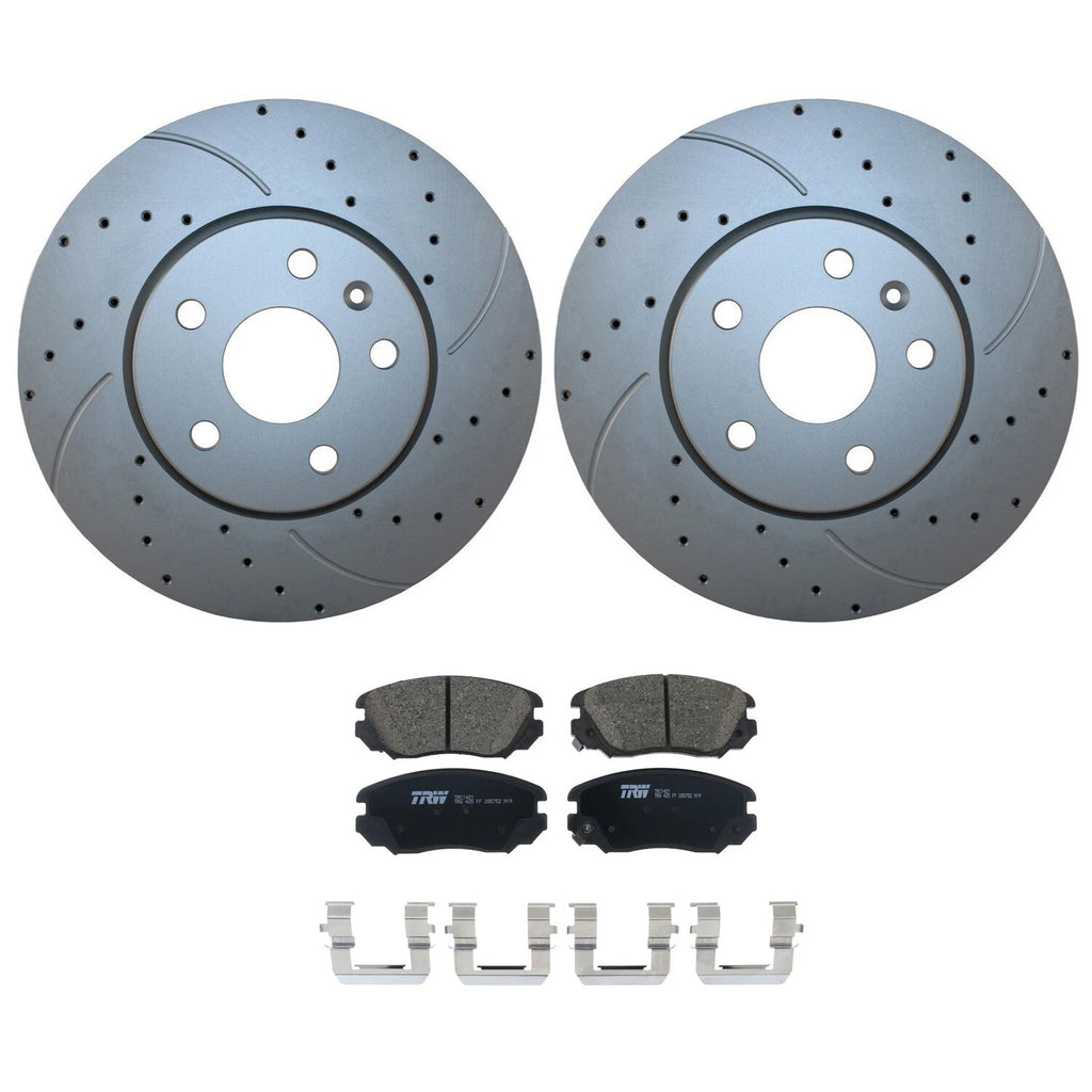 Front Brake Kit 321mm Drilled Disc Rotors & TRW Ceramic Pads for Buick Chevy GMC