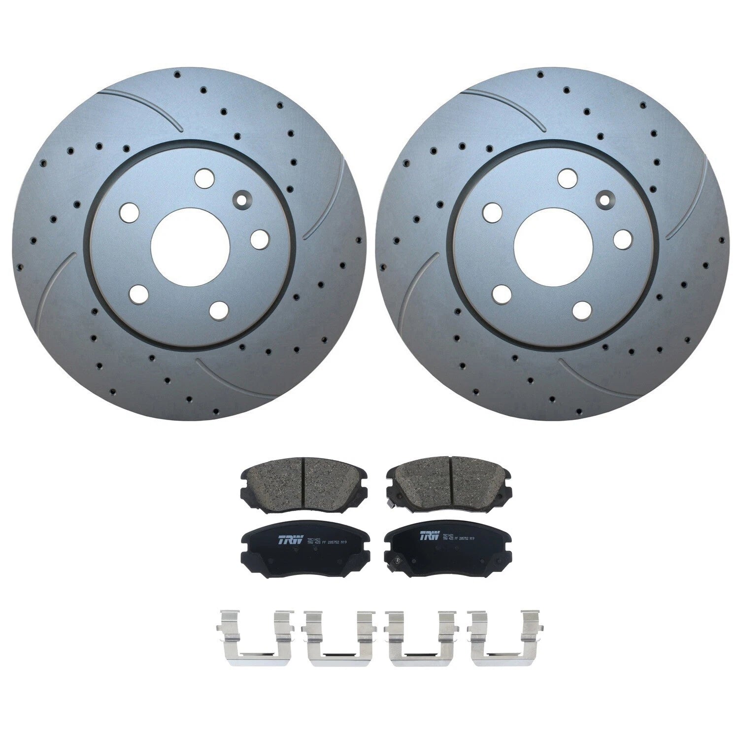 Front Brake Kit 321mm Drilled Disc Rotors & TRW Ceramic Pads for Buick Chevy GMC