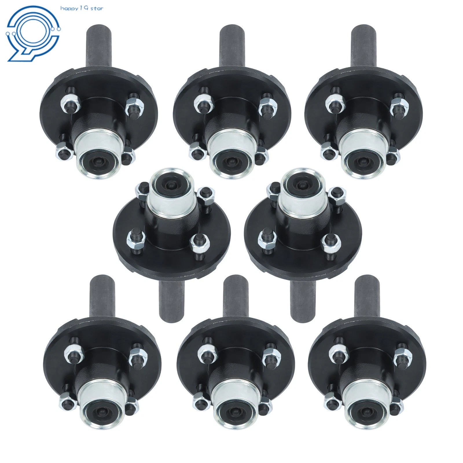 8-Pack Trailer Axle Kit for 4 on 4" Bolt Idler (1" Hub, Round Spindle)