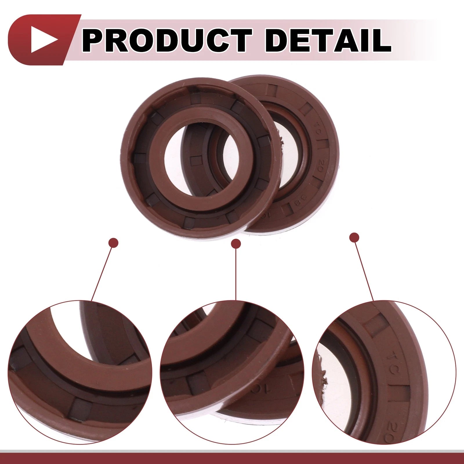 Set of 2 Oil Seal Rotary Shaft Seal FKM Rubber 20x38x10mm for Universal