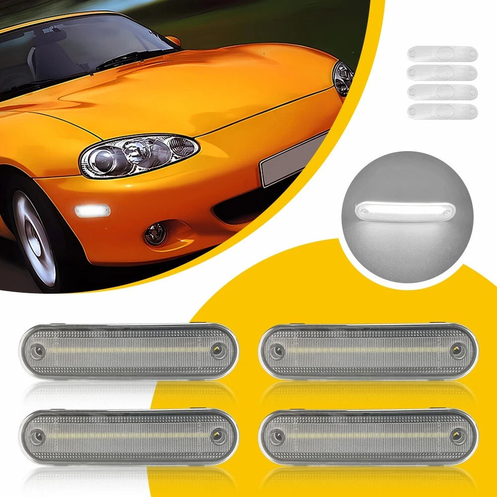Clear Front and Rear Side Marker Lights for Mazda Miata MX-5 (1990–2005)