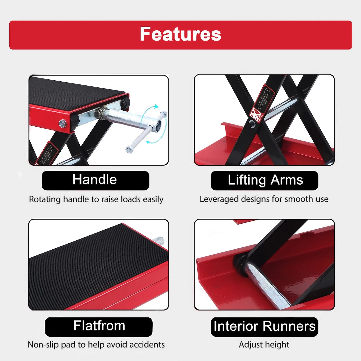 Scissor Lift Jack Hoist Stand for Motorcycle ATV (1100LB, 9" Wide Deck)