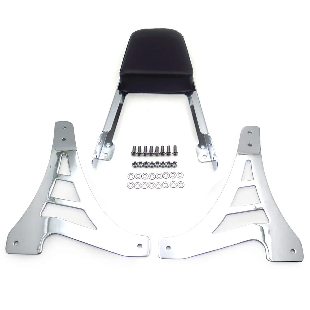 Chrome Flame Backrest Sissy Bar with Leather Pad for Harley Sportster (1200, 883)
