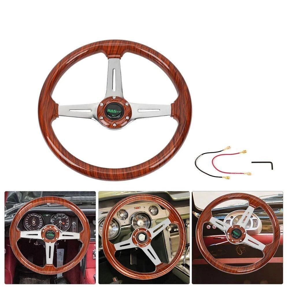 6 Bolt Steering Wheel for EZGO Golf Cart - Slotted 3 Spoke with Horn Button