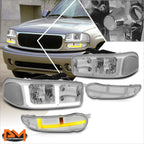 LED DRL Headlights Chrome/Clear for GMC Sierra/Yukon 1500 Denali (2002–2006)