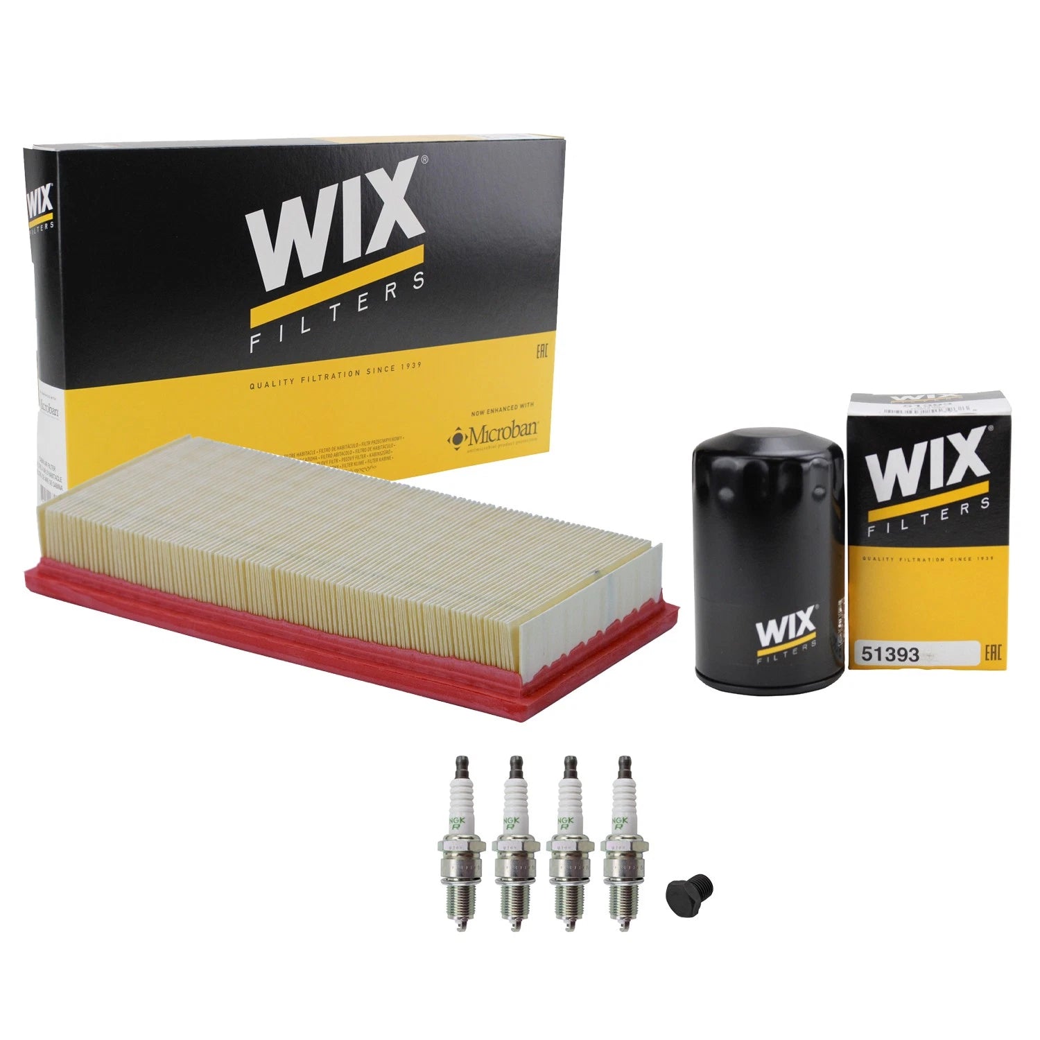 Wix Air Oil Filters & NGK V-Power Spark Plugs Kit for Audi 4000 Fox (1980–1987)