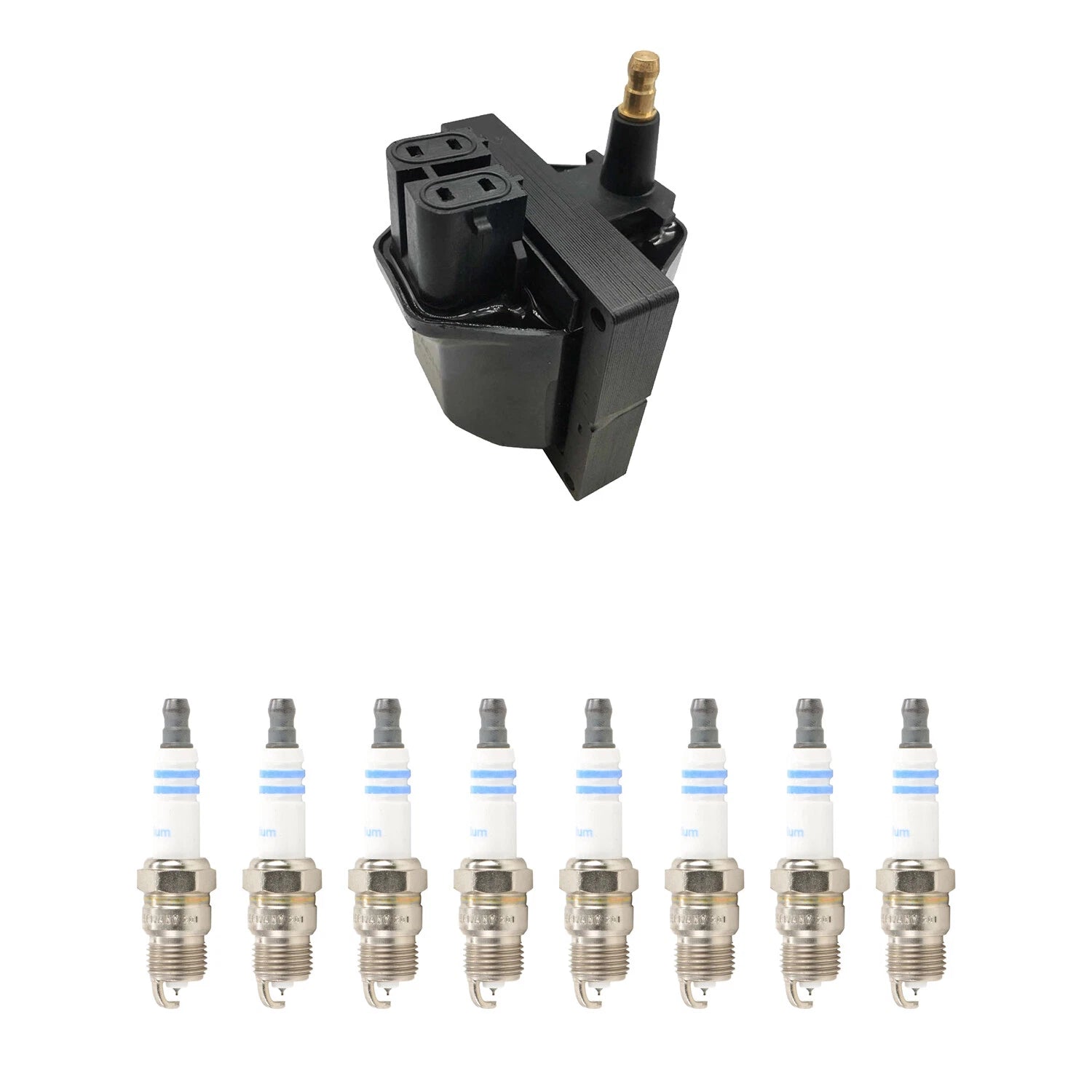 Set of 8 Hitachi Ignition Coils & Bosch Double Iridium Spark Plugs for C1500 K1500 (1990–1999)
