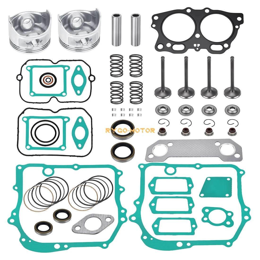 Engine Piston Intake Exhaust Valve Gasket Rebuild Kit for EZGO 350cc EH35C (1996–2002)