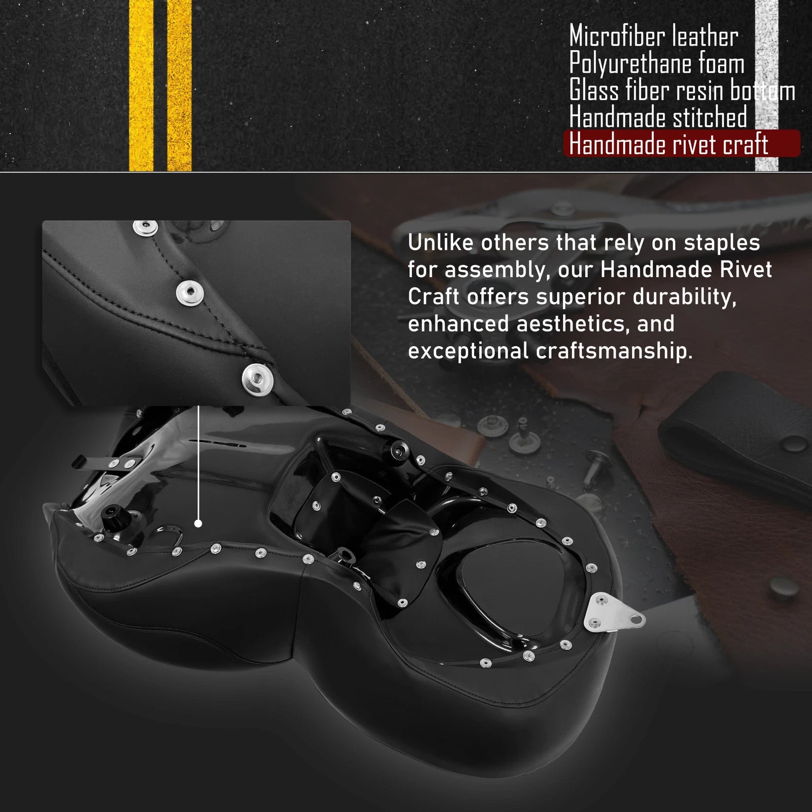 Diamond 2-Up Motorcycle Vinyl Seat for Harley-Davidson Touring (1997–2007)