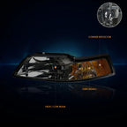 Smoked Headlight & Amber Corner Signal Lamps for Ford Mustang (1999–2004)