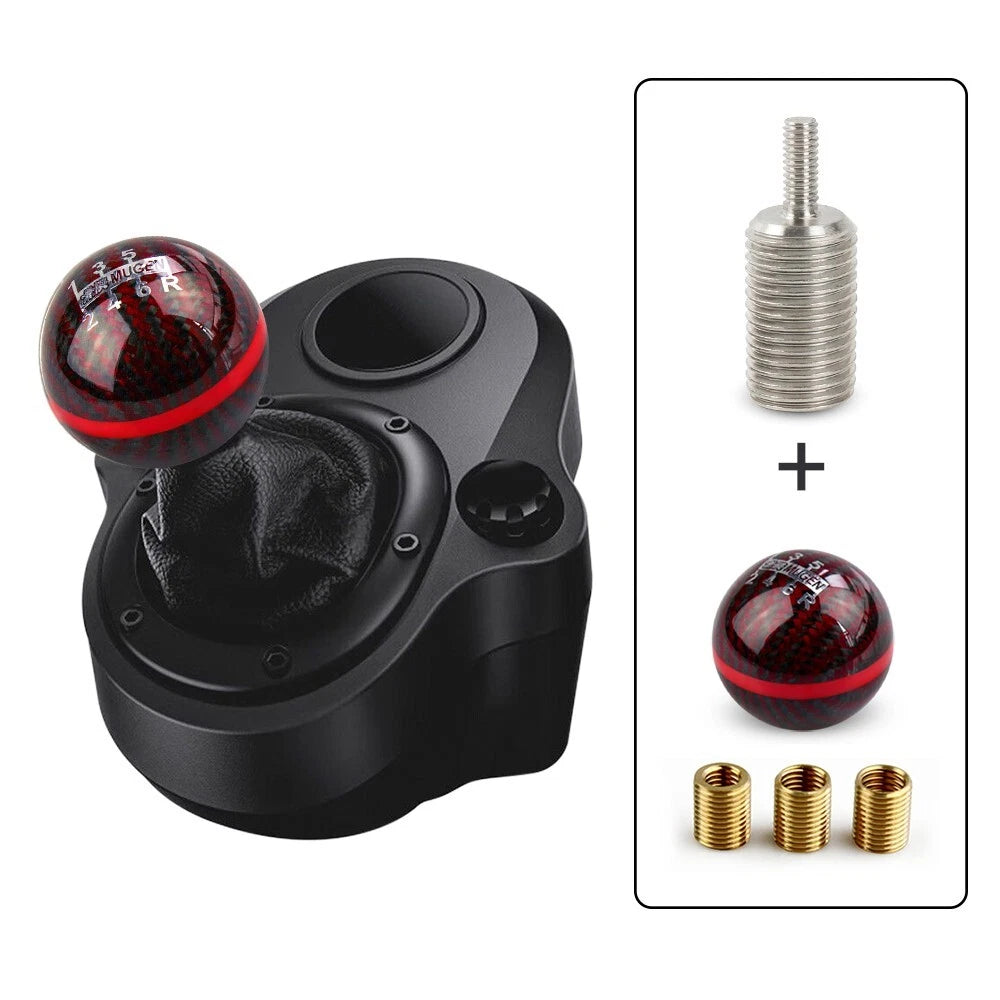 6 Speed Carbon Fiber Shift Knob + Adapter for Logitech G27 G29 G920 G923