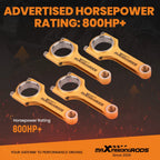 Set of 4 Titanizing Connecting Rods + ARP2000 Bolts for Mitsubishi 4B11 (2007–2016)