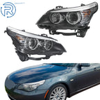 Set of 2 Black Halogen Headlights for BMW 528i (2008–2010)