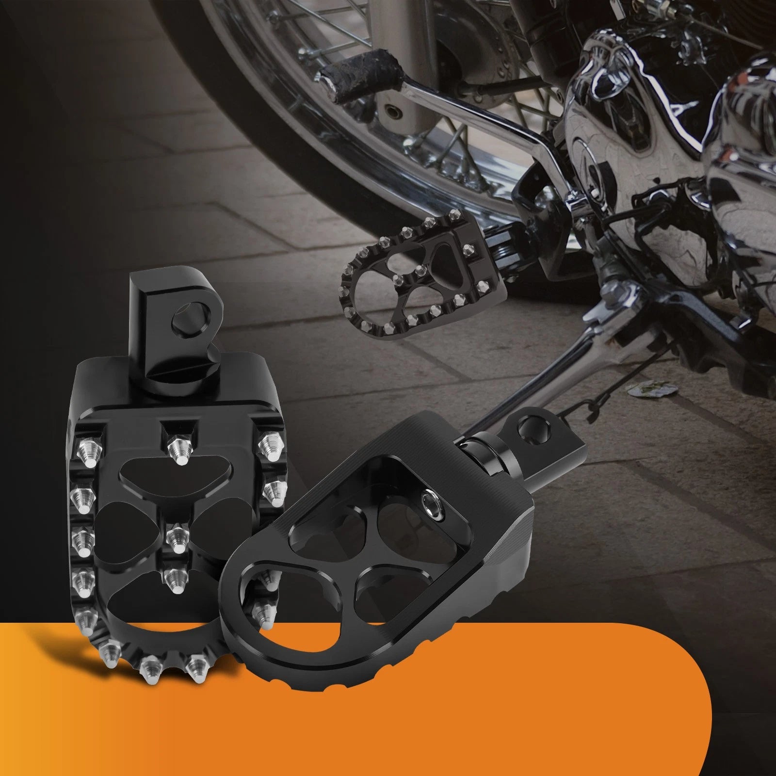 Black CNC Wide Fat Foot Pegs for Harley Dyna Sportster Fatboy