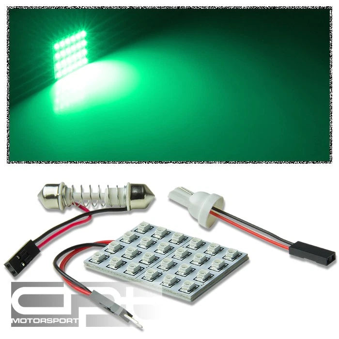 Set of 2 T10 3528 194 168 W5W 24-SMD 12V Bright Green LED Bulbs