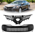 Front Upper & Lower Bumper Grilles for Toyota Camry (2018–2020) Black