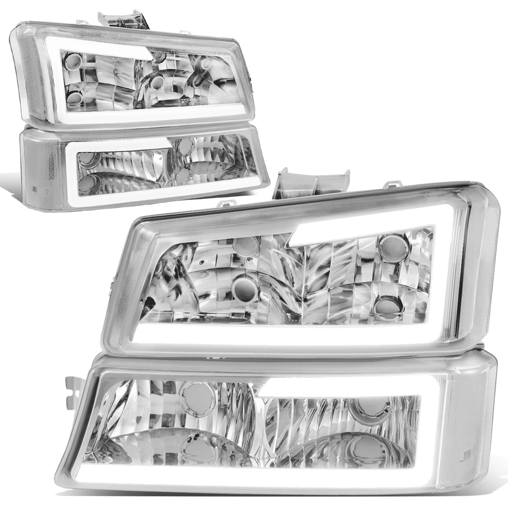 LED DRL Headlight Bumper Signal Lamps Chrome for Silverado Avalanche (2003–2007)