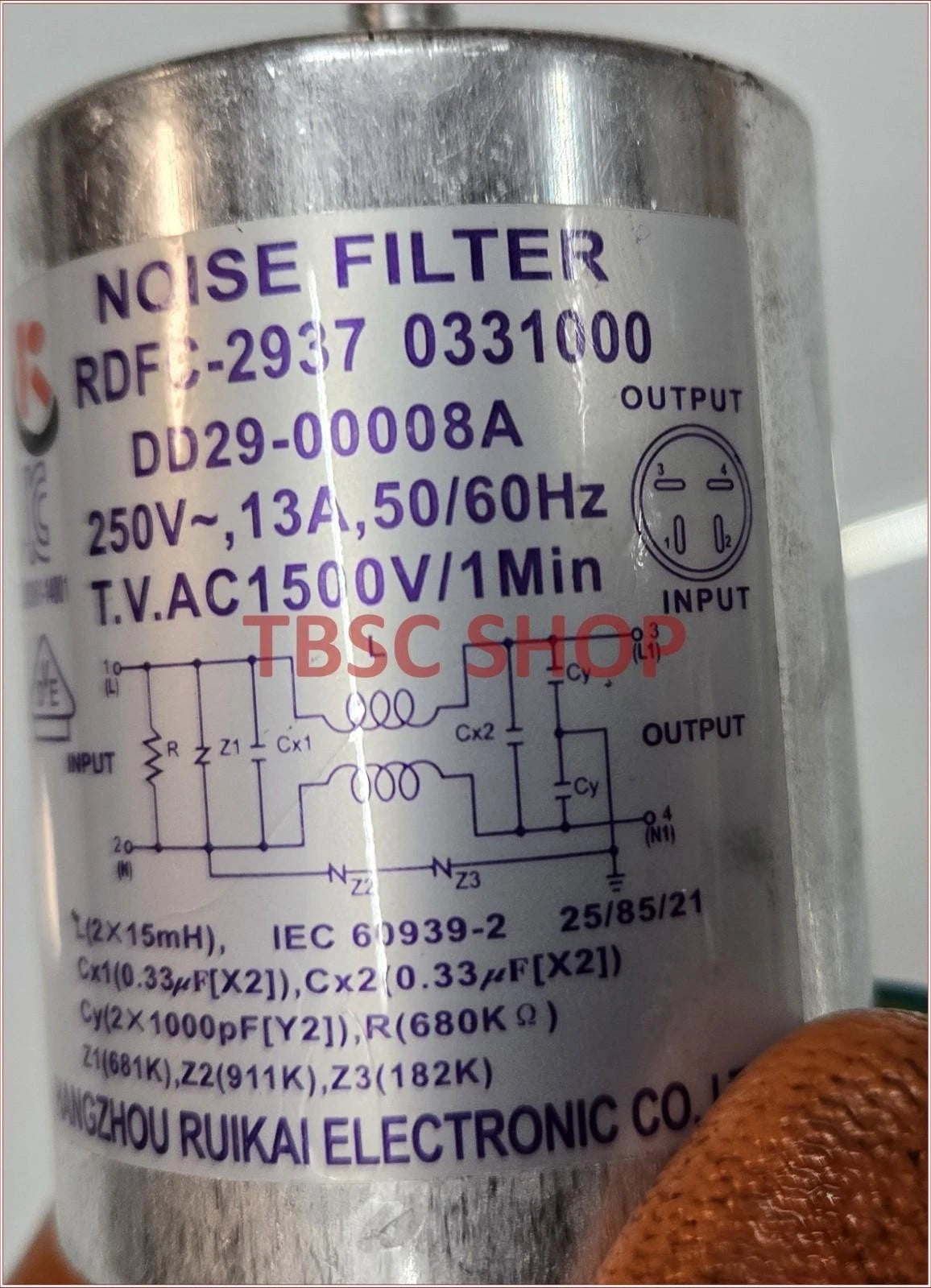Noise Filter for Samsung Dishwasher (DD29-00008A, RDFC-2937)