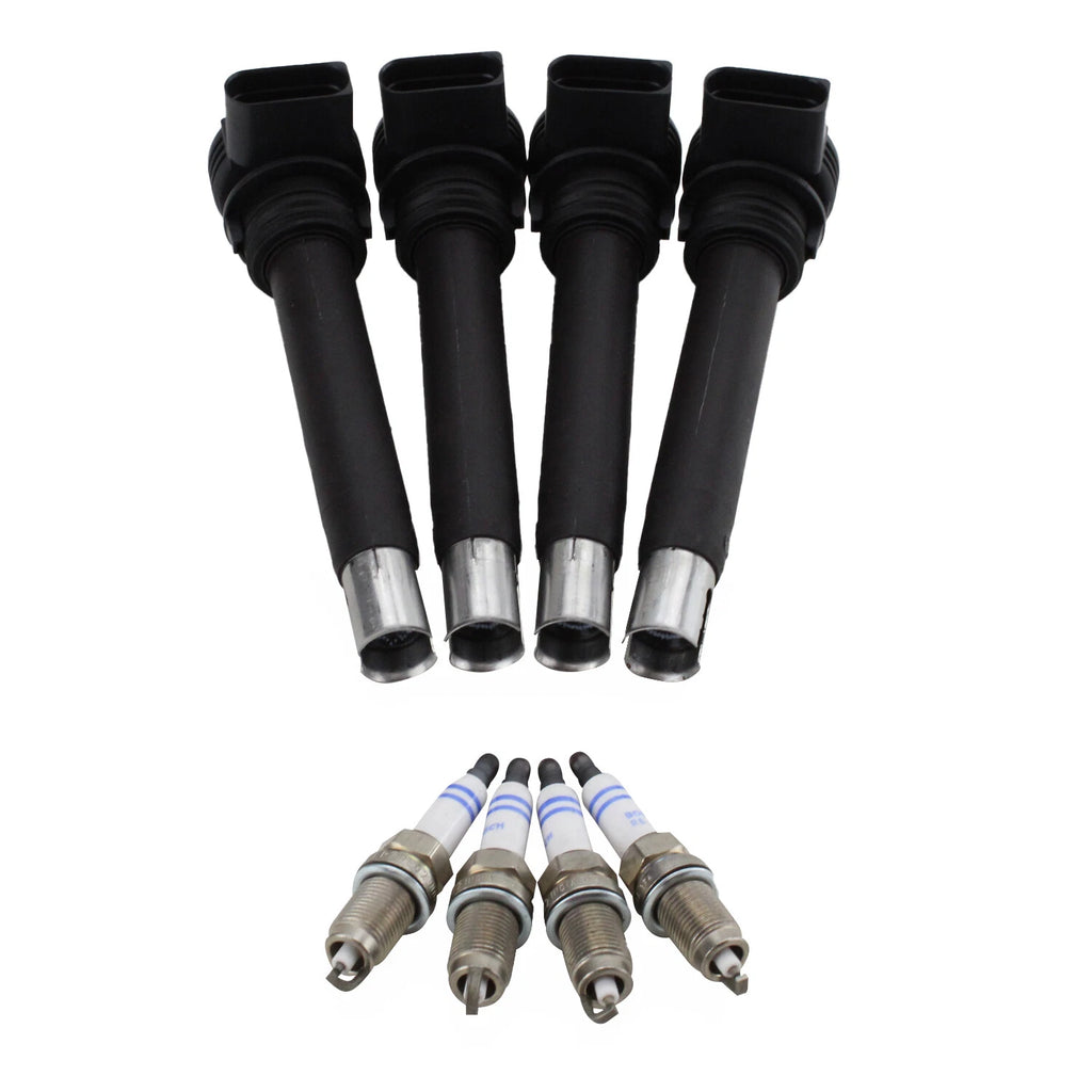 Set of 4 Bosch Ignition Coils & Nickel Spark Plugs for Audi A3 A4 A5, VW Jetta, Passat (2006–2016)