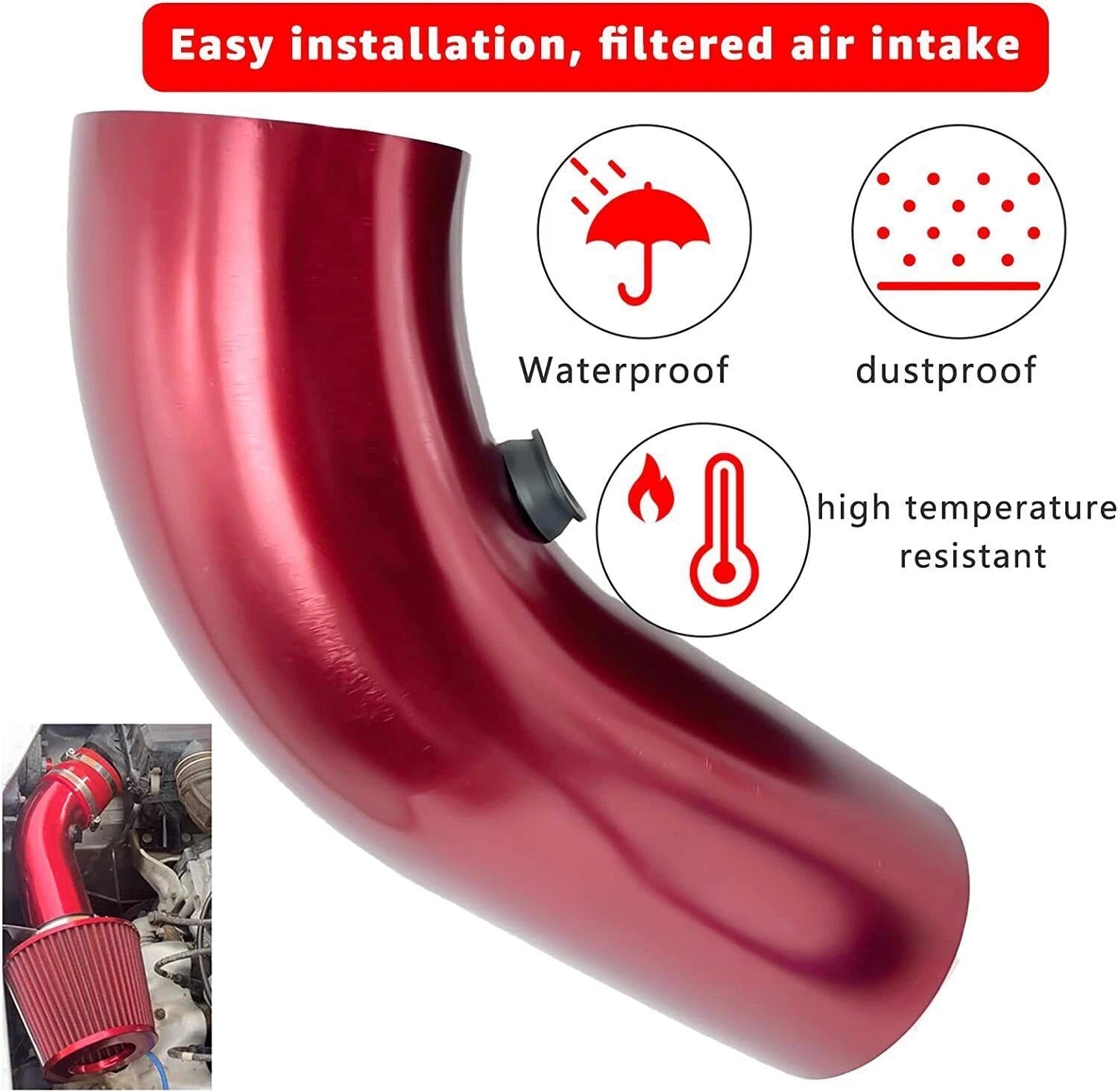 3" Cold Air Intake System for Universal Car Truck Turbo (Aluminum)
