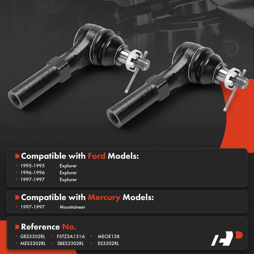 2X Front Outer Tie Rod Ends for Ford Explorer, Mercury Mountaineer (1995-1997)