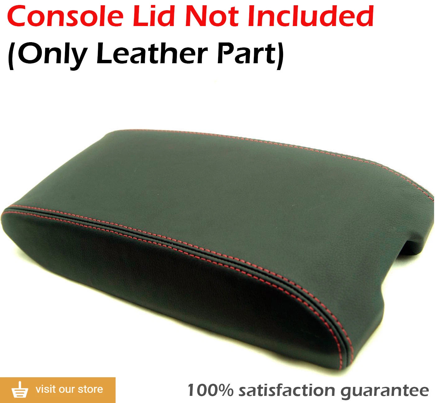 Leather Synthetic Console Armrest Cover for Chrysler 300 (2005–2007) Red Stitch