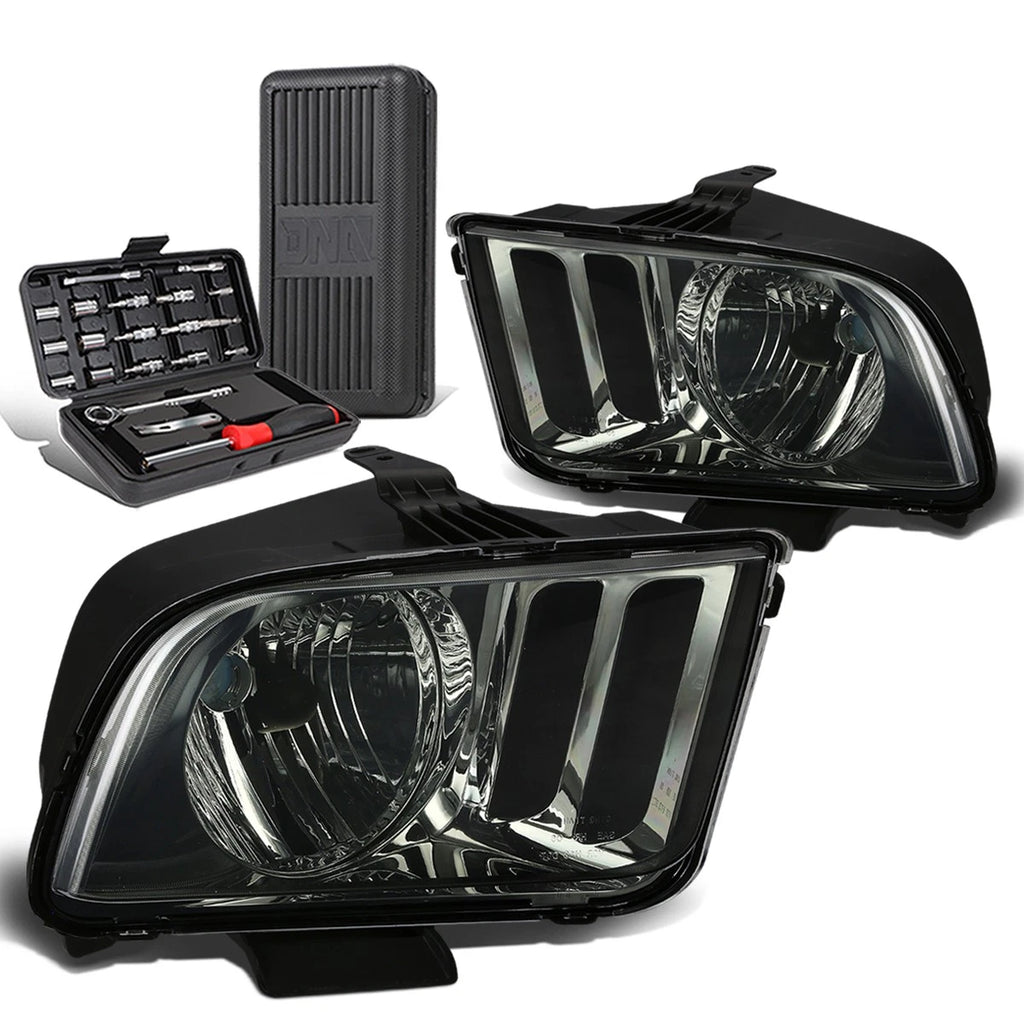Pair of Smoked/Clear Corner Headlights for Ford Mustang (2005–2009)