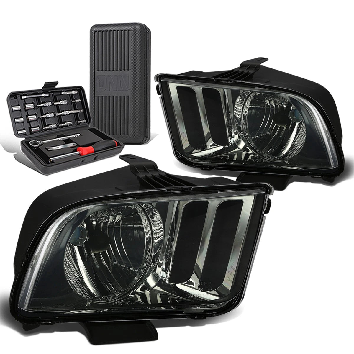 Pair of Smoked/Clear Corner Headlights for Ford Mustang (2005–2009)