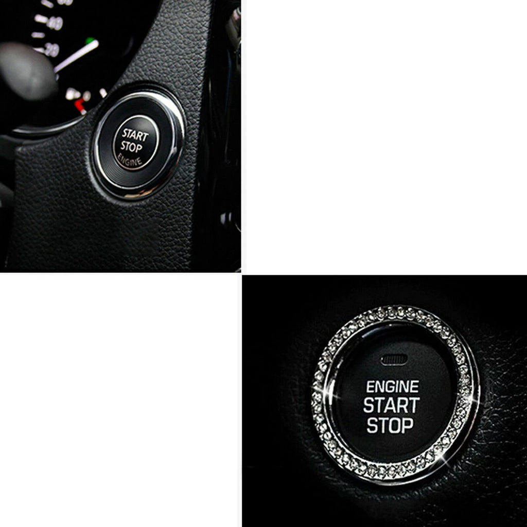 Bling Diamond Car Start Engine Ignition Button Decor Ring Cover Crystal Sticker for Toyota (2014-2023)