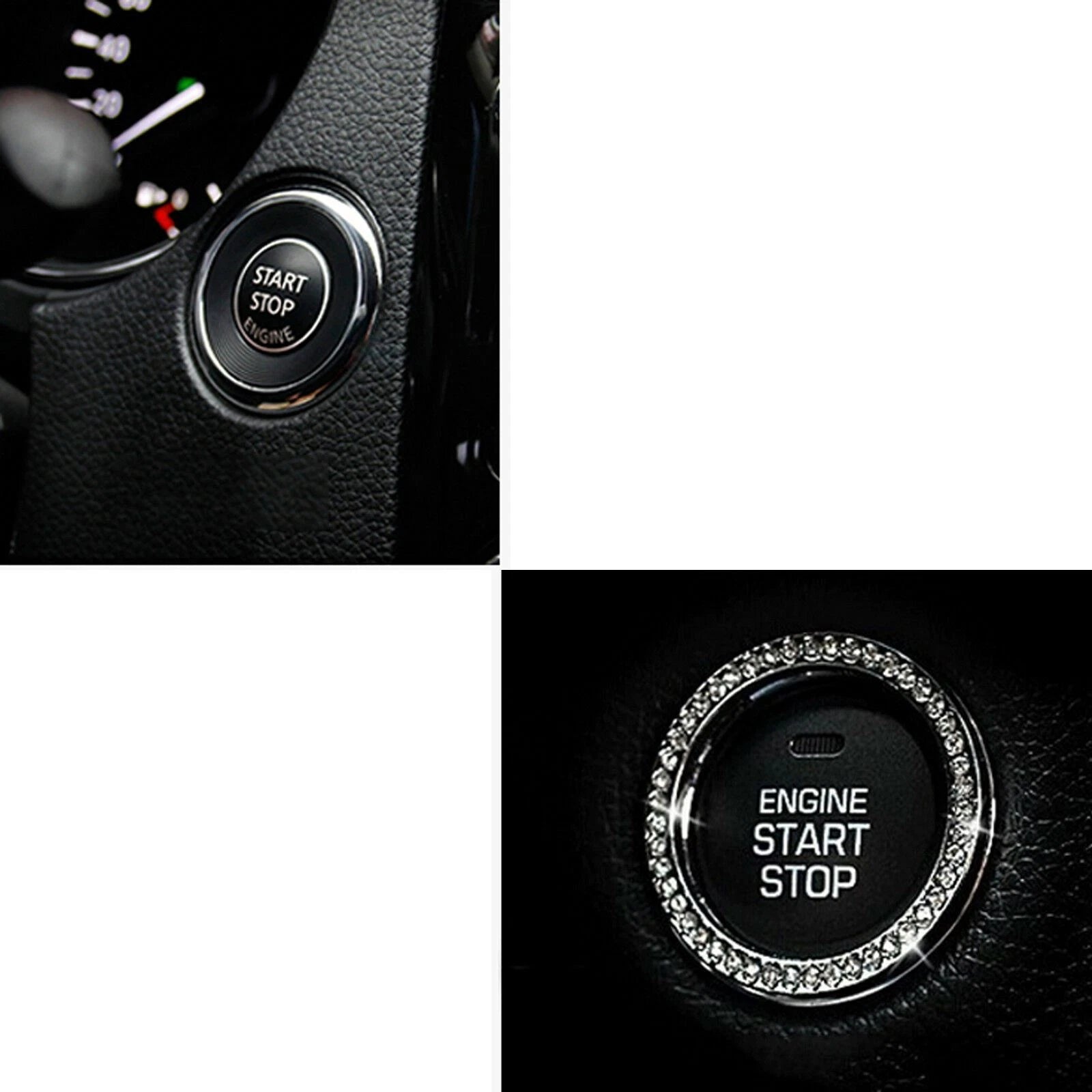 Bling Diamond Car Start Engine Ignition Button Decor Ring Cover Crystal Sticker for Toyota (2014-2023)