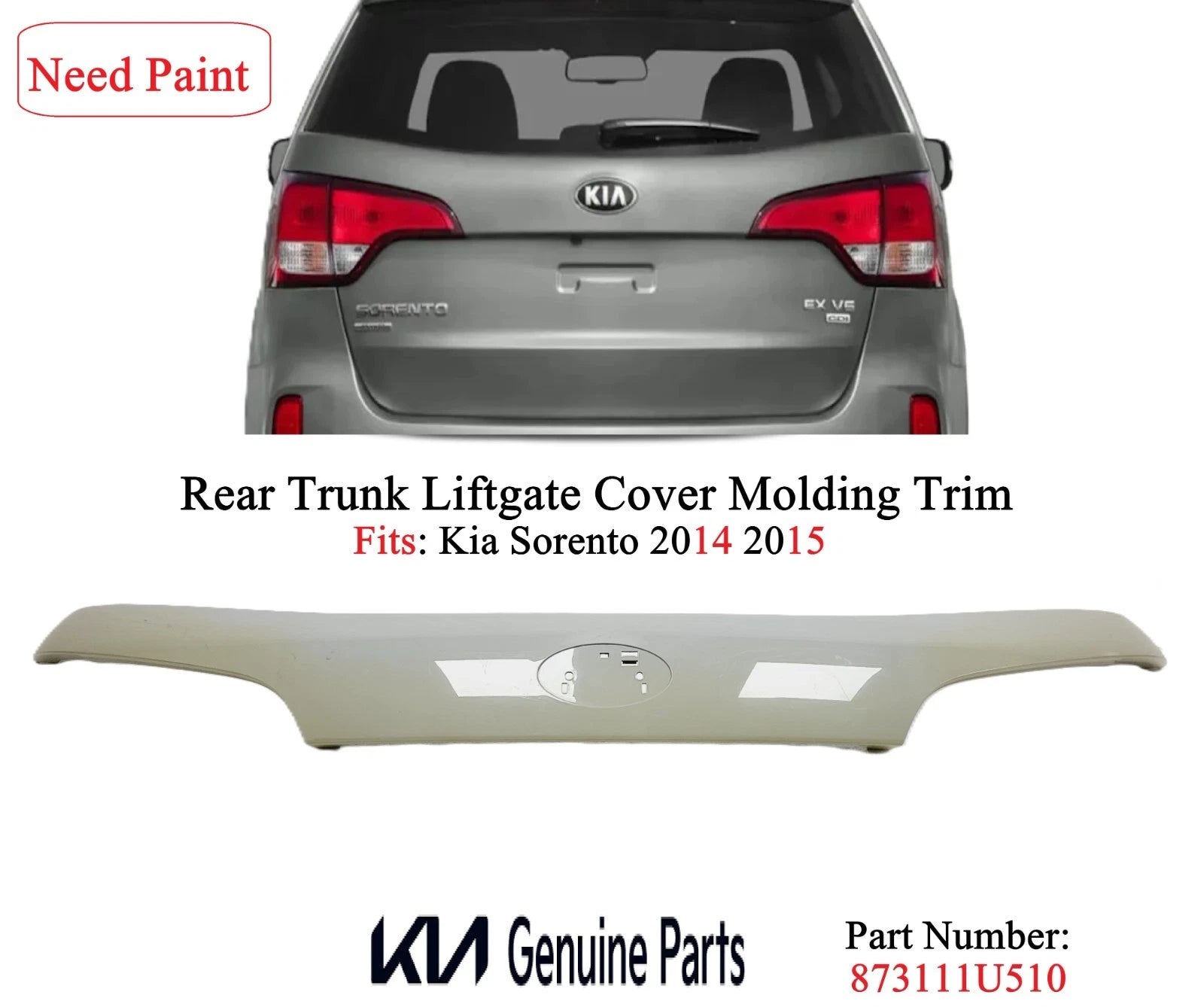 Rear Trunk Liftgate Cover Molding Trim for KIA Sorento (2014–2015) 87311-1U510