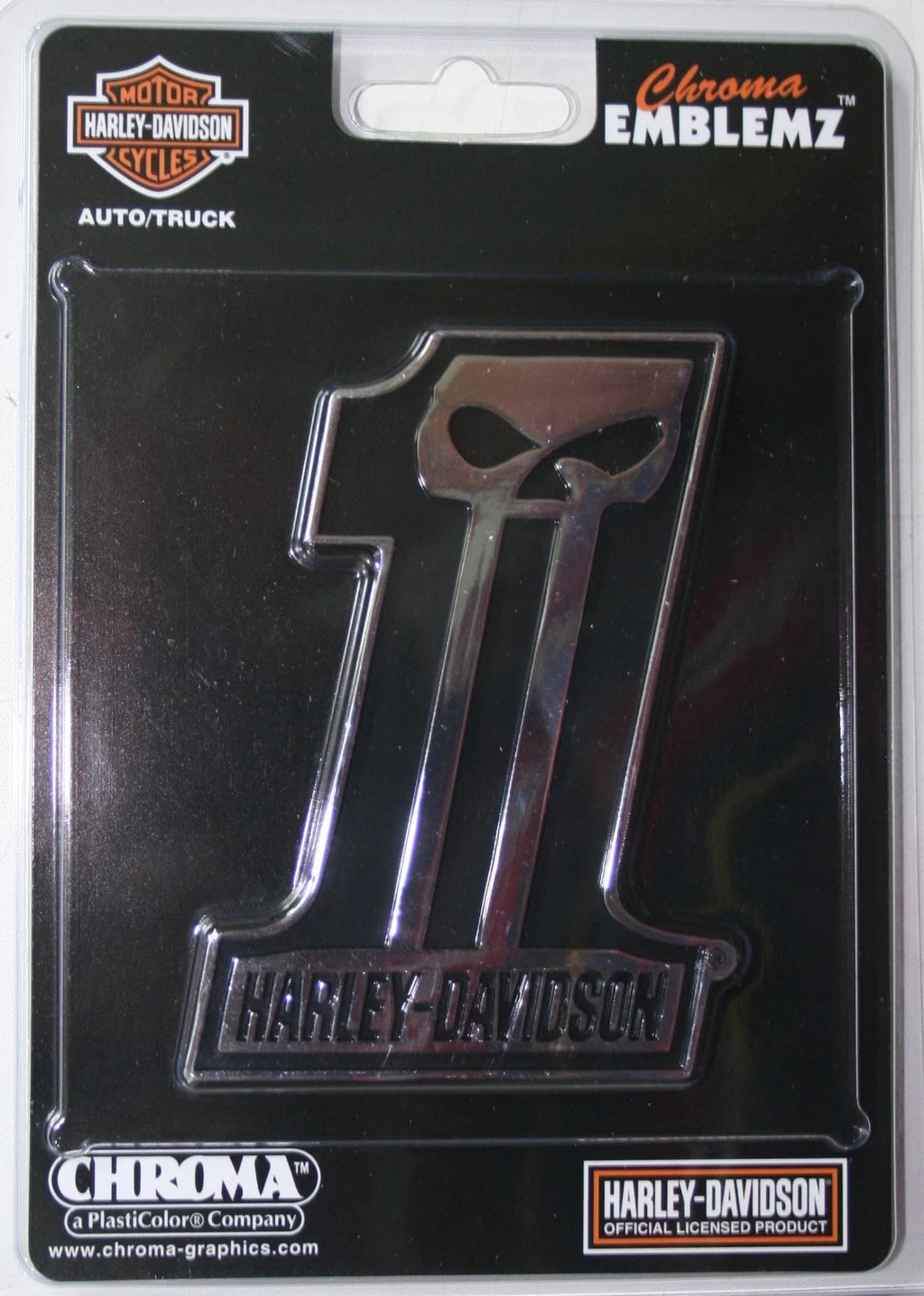 Skull Emblem for Harley Davidson (Willie G, Chrome, 3M Sticker)