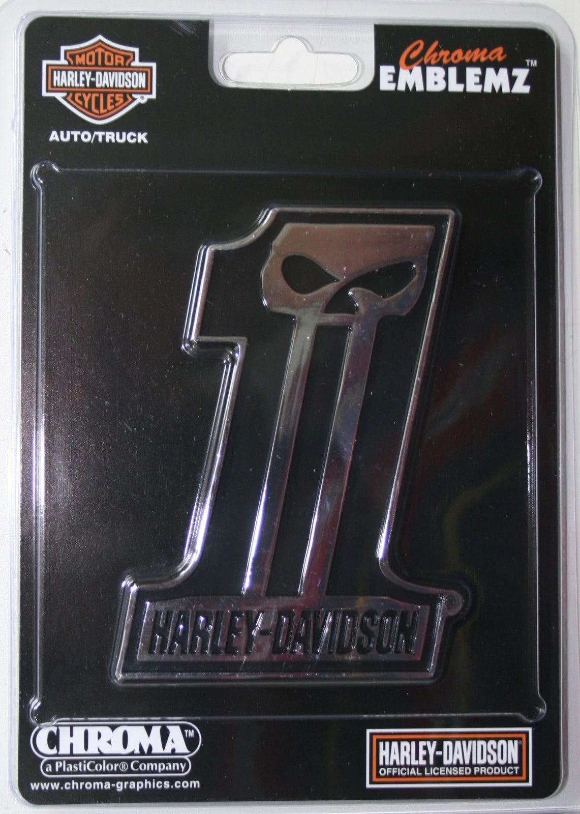 Skull Emblem for Harley Davidson (Willie G, Chrome, 3M Sticker)