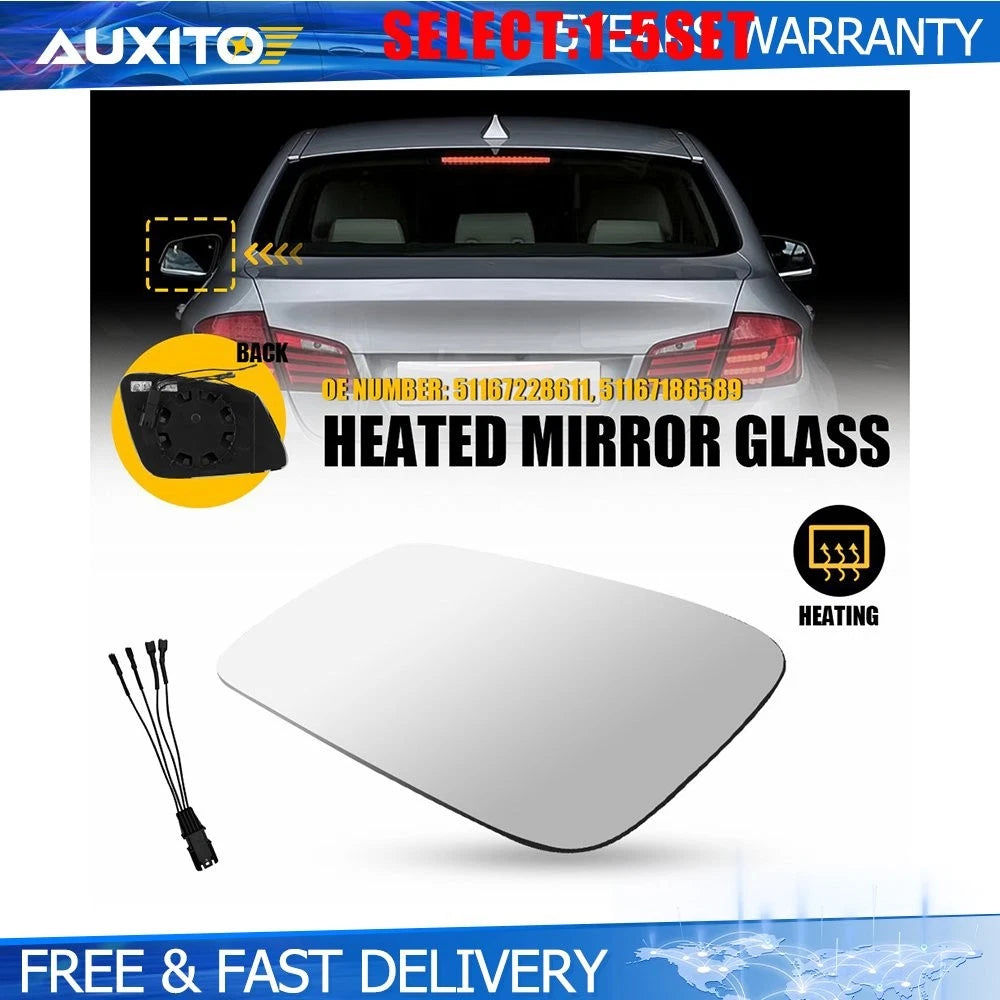 Heated Driver Left Side Mirror Glass for BMW 528i 535i 550i (2010–2016)
