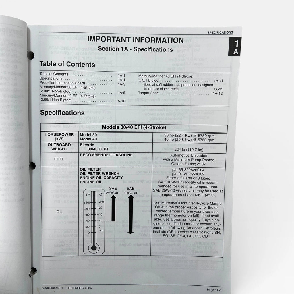 Service Manual for Mercury 30/40 FourStroke (1990–2023) 90-883064R01