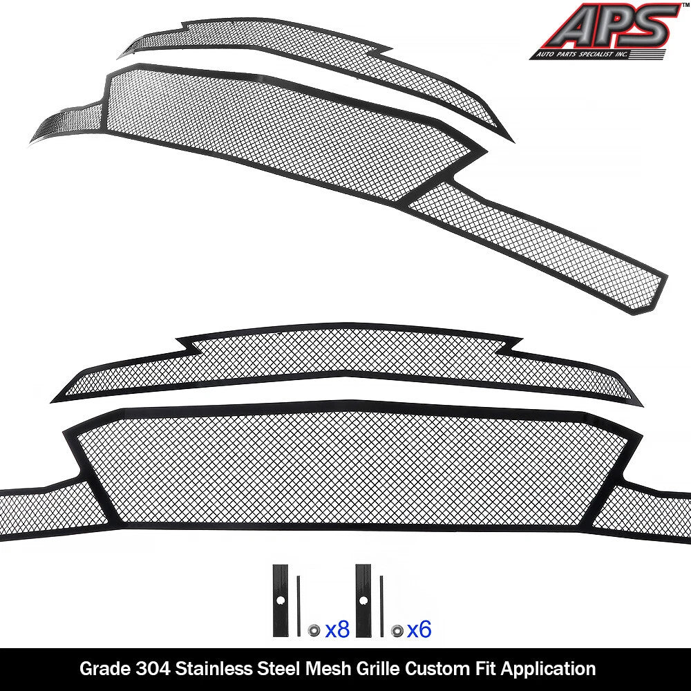 Stainless Black Mesh Grille Insert Combo for Chevy Camaro (2019-2024)