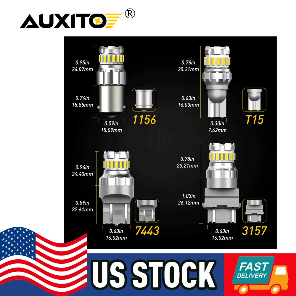 Set of 4 LED Strobe Bulbs for AUXITO 1157 1156 3157 7443 7440 921 T10