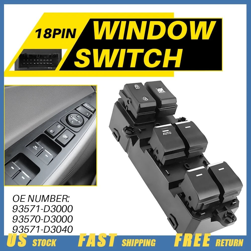 Driver Left Door Master Power Window Switch for Hyundai Tucson (2016–2018)